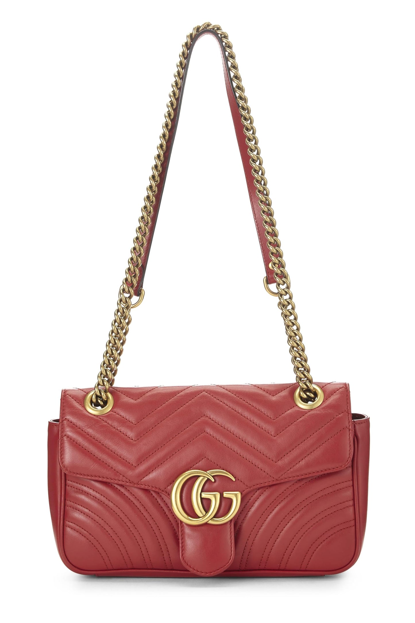 Gucci,  Red Leather GG Marmont Shoulder Bag Small, Red