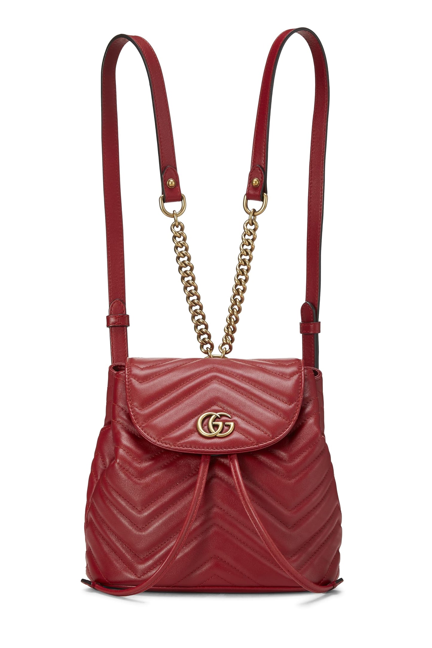 Gucci,  Red Leather GG Marmont Backpack Small, Red