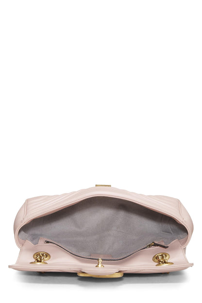 Gucci,  Pink Matelassé Leather GG Marmont Shoulder Bag, Pink