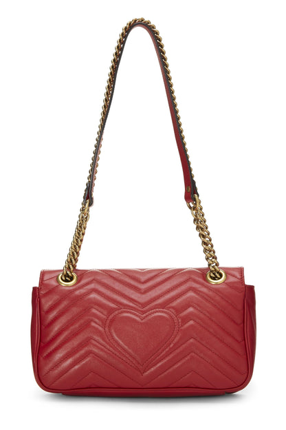 Gucci,  Red Leather GG Marmont Shoulder Bag Small, Red