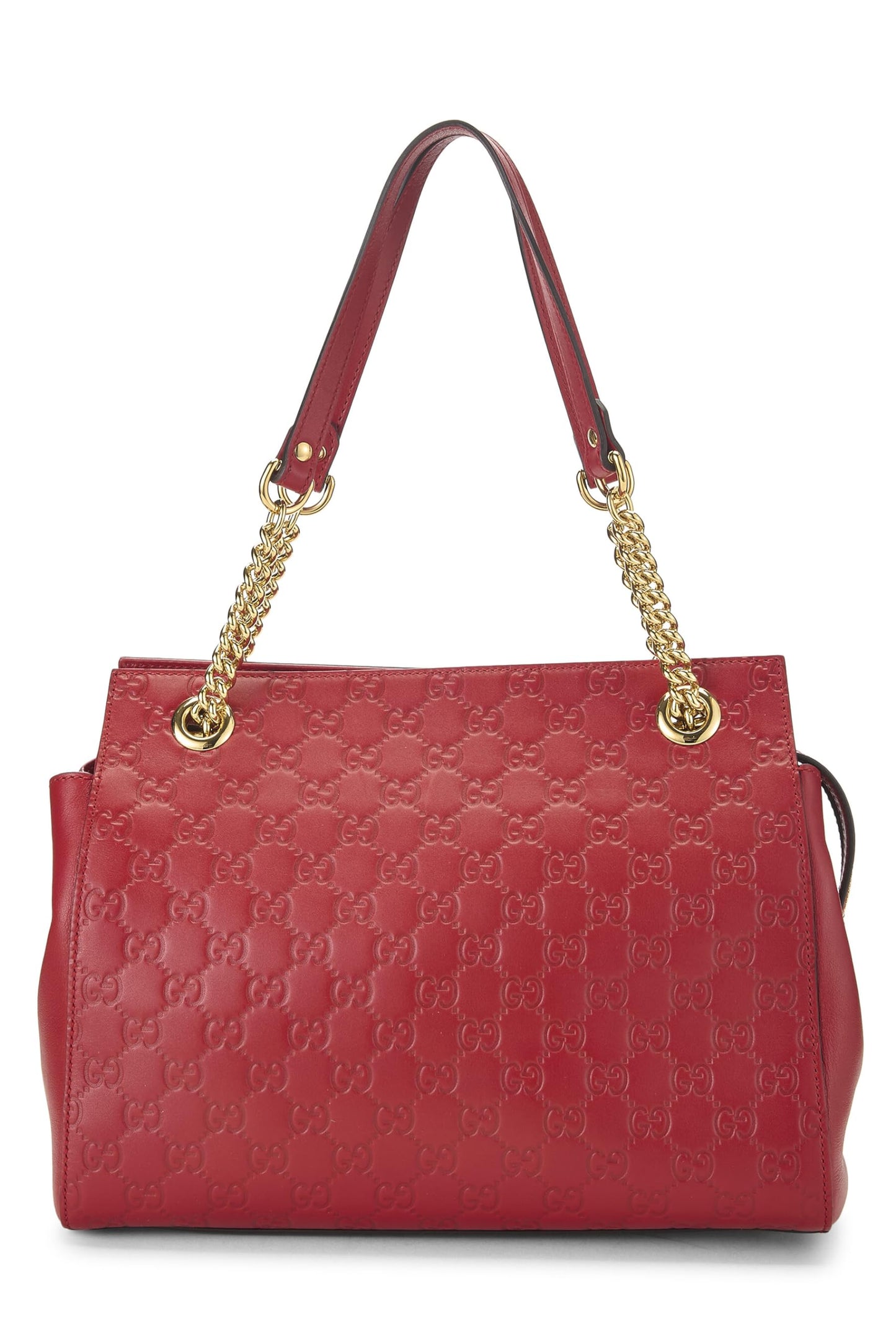 Gucci,  Red Leather Guccissima Soft Chain Tote Medium, Red