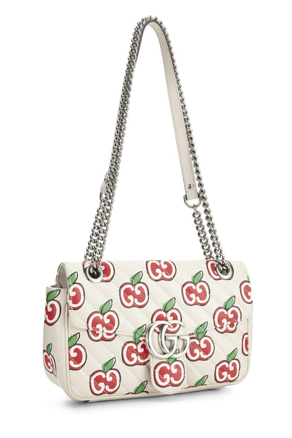 Gucci,  White Leather Marmont Apple Shoulder Bag Small, White