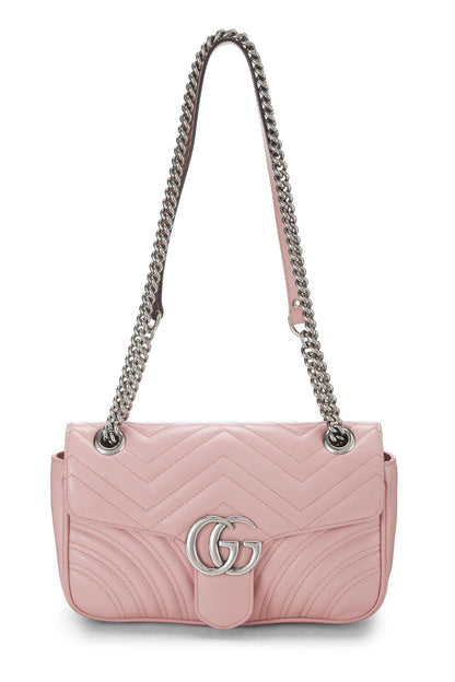 Gucci,  Pink Matelassé Leather Marmont Shoulder Bag, Pink