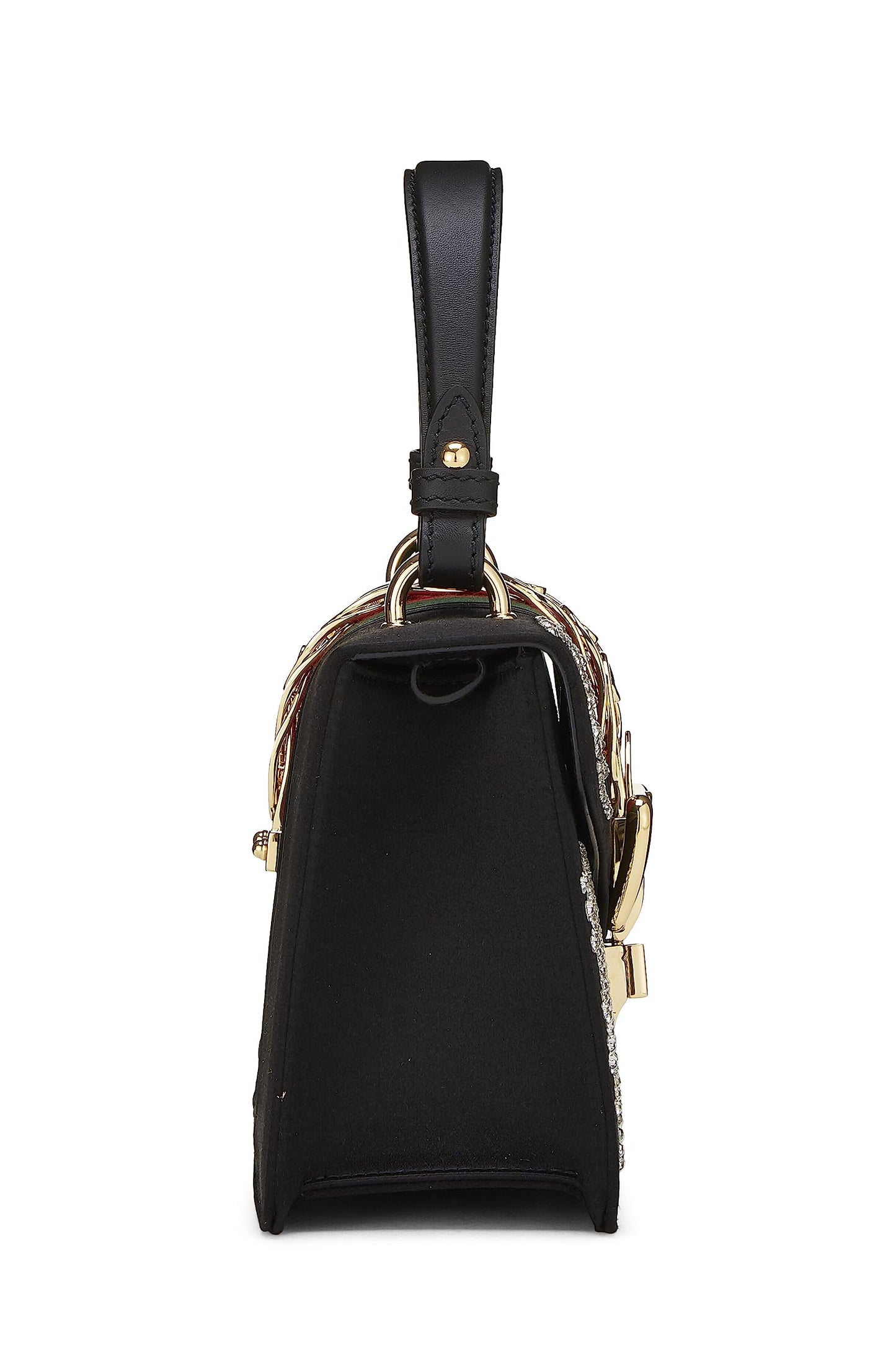 Gucci,  Black Satin & Crystal Sylvie Handbag Mini, Black