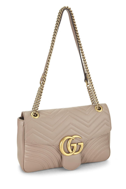 Gucci,  Beige Leather GG Marmont Shoulder Bag, Beige