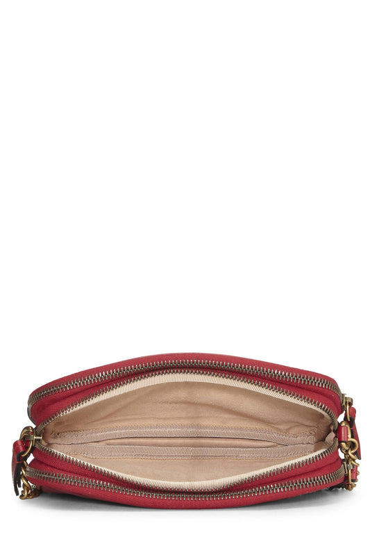 Gucci,  Red Leather GG Marmont Shoulder Bag, Red