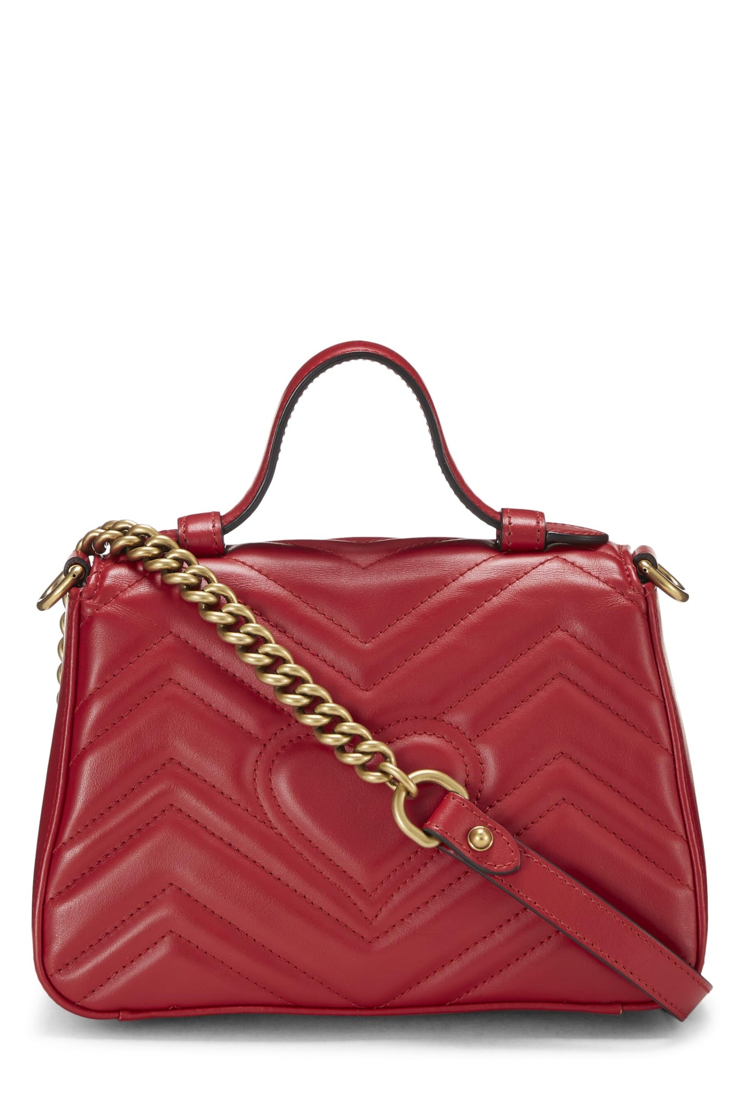 Gucci,  Red Leather GG Marmont Top Handle Bag Mini, Red