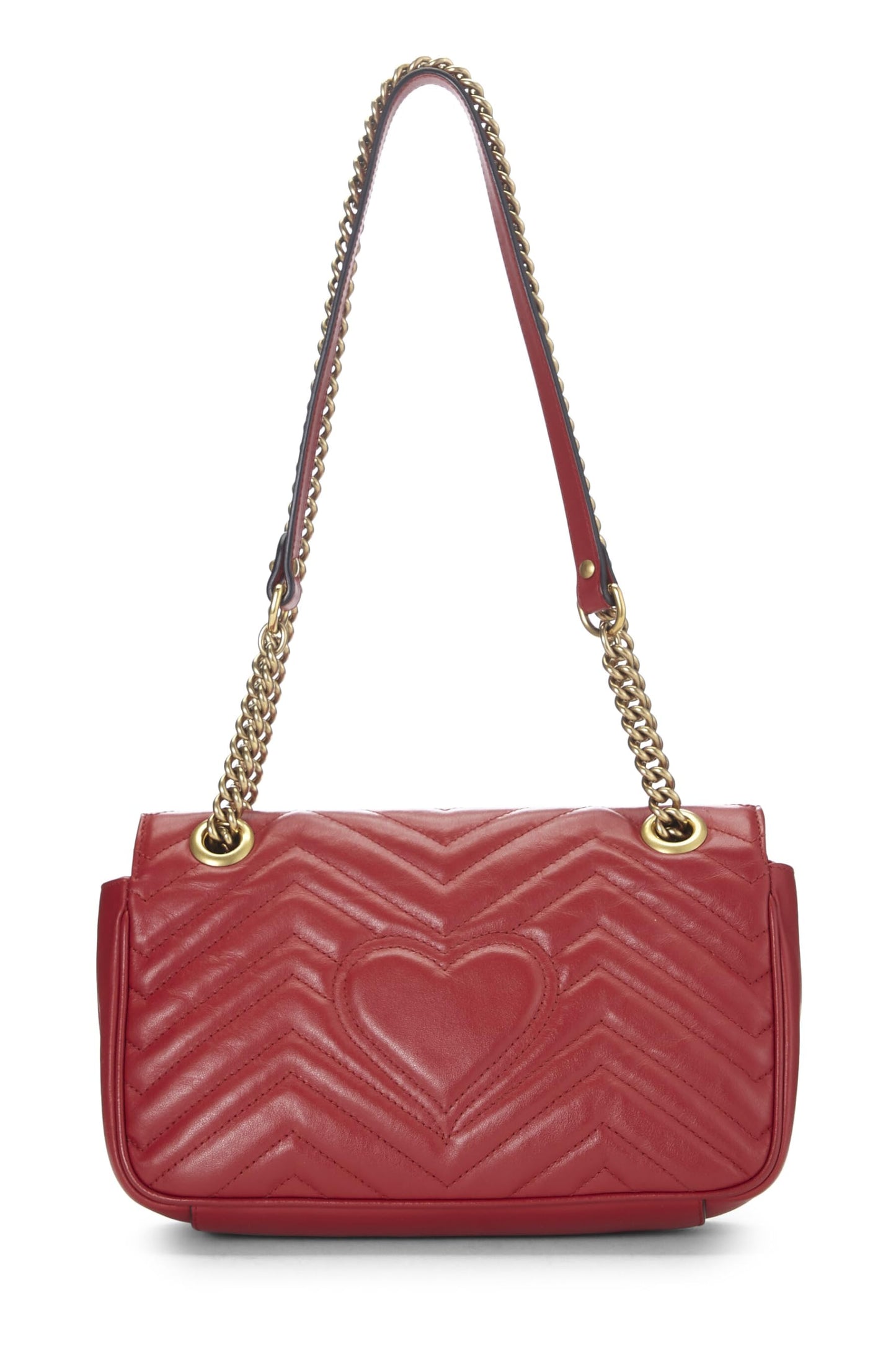 Gucci,  Red Leather GG Marmont Shoulder Bag Small, Red