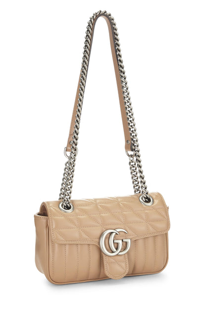 Gucci,  Beige Leather GG Marmont Shoulder Bag, Beige