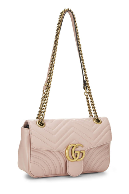 Gucci,  Pink Leather GG Marmont Shoulder Bag Small, Pink