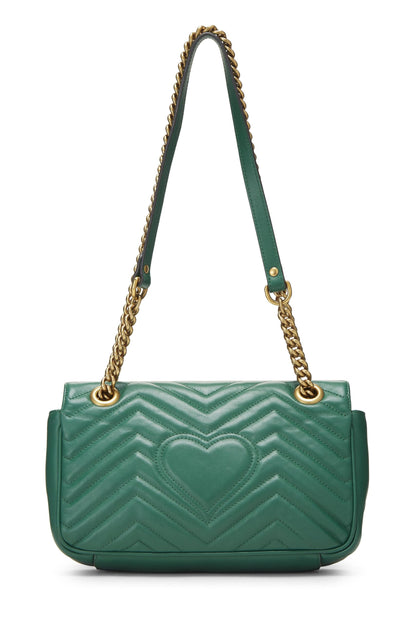 Gucci,  Green Leather GG Marmont Shoulder Bag Small, Green