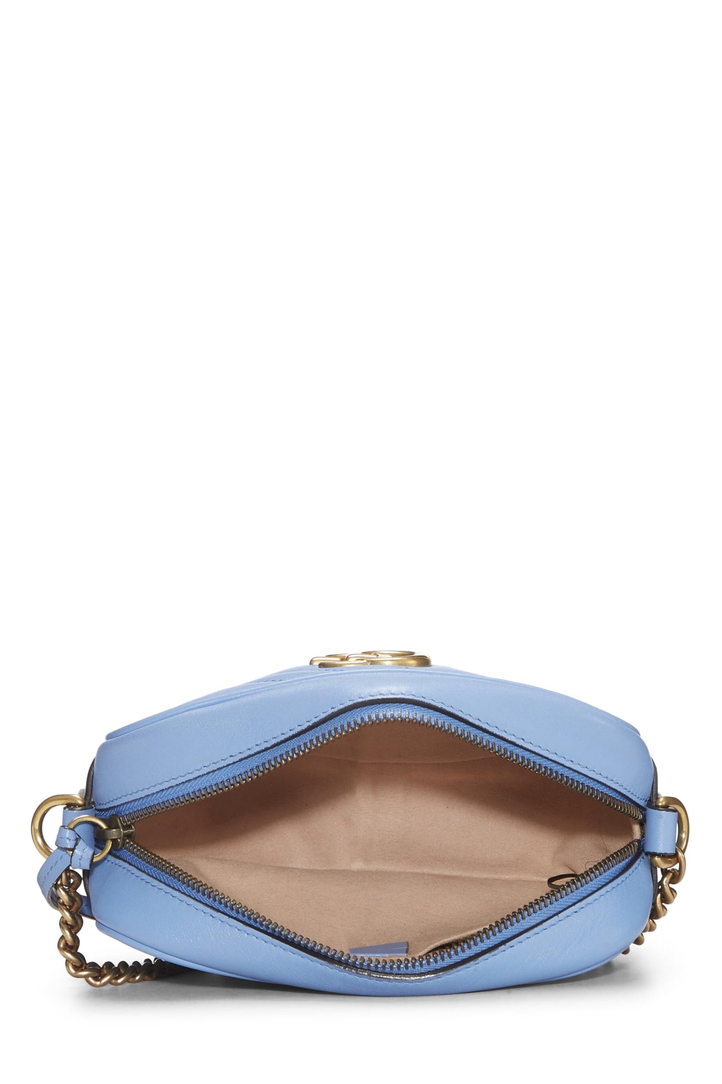 Gucci,  Blue Leather GG Marmont Crossbody Mini, Blue