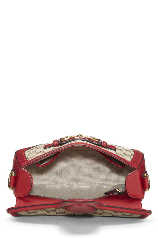 Gucci,  Red Original GG Canvas Lady Web Shoulder Bag Small, Red