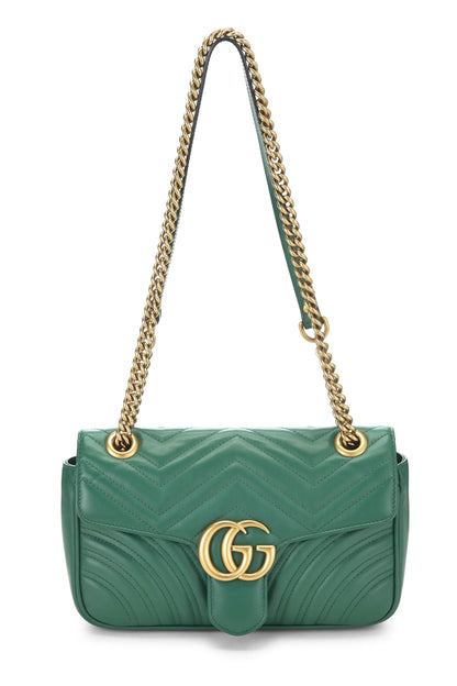 Gucci,  Green Leather GG Marmont Shoulder Bag Small, Green