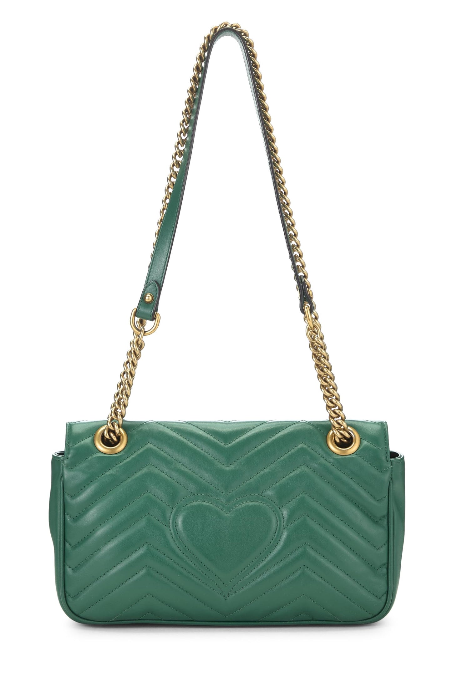 Gucci,  Green Leather GG Marmont Shoulder Bag Small, Green