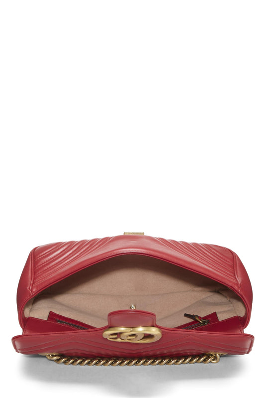 Gucci,  Red Leather GG Marmont Shoulder Bag Small, Red