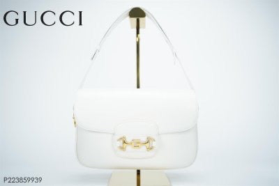 Gucci Horsebit White Leather Shoulder Bag Medium Size