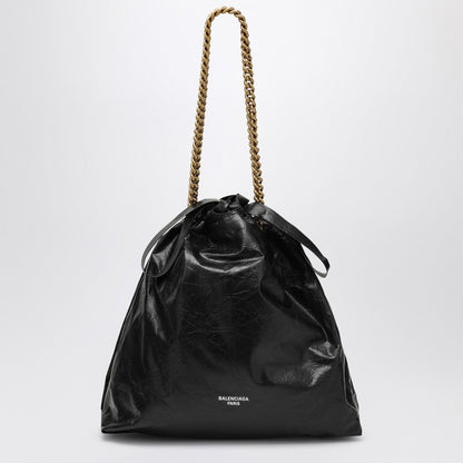 Balenciaga Crush Medium Tote Bag Black Leather Women