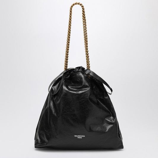 Balenciaga Crush Medium Tote Bag Black Leather Women