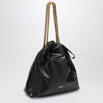 Balenciaga Crush Medium Tote Bag Black Leather Women