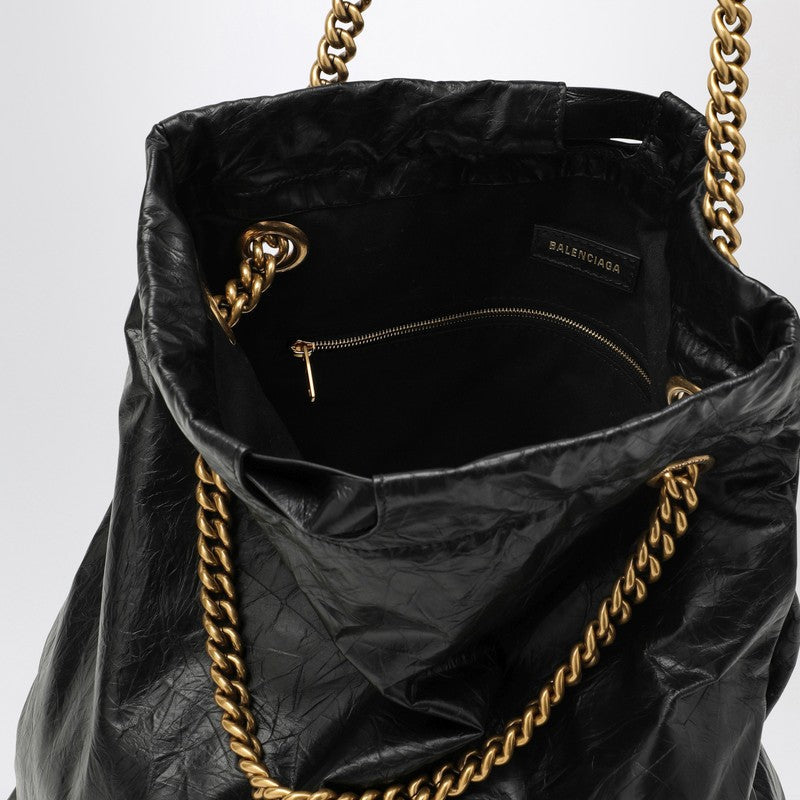 Balenciaga Crush Medium Tote Bag Black Leather Women