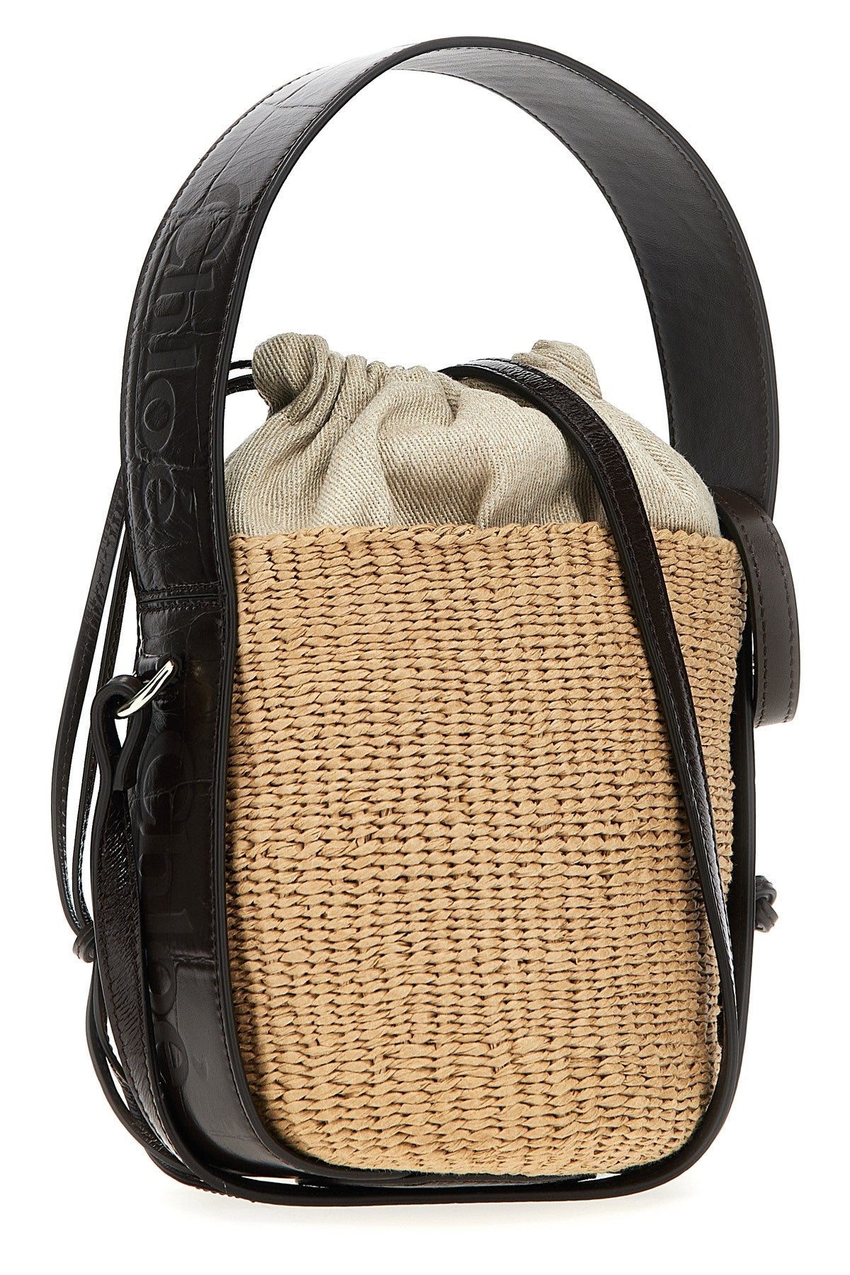 Chloé Women Small 'Woody' Crossbody Bag In Woven Raffia And Pe