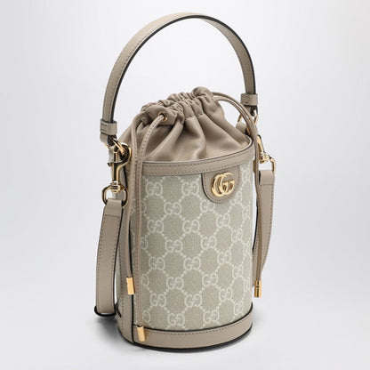 Gucci Ophidia Mini Bucket Bag In Beige And White Gg Supreme Fabric Women