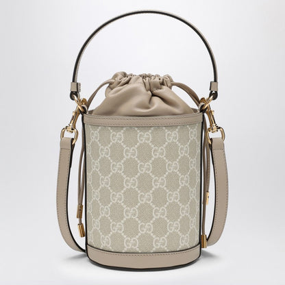 Gucci Ophidia Mini Bucket Bag In Beige And White Gg Supreme Fabric Women