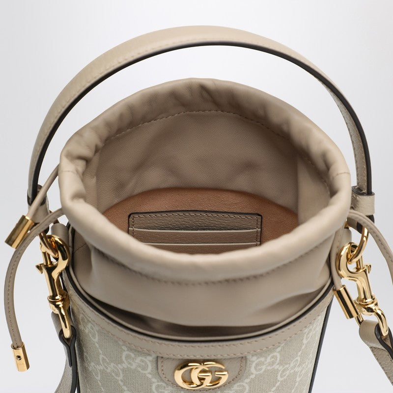 Gucci Ophidia Mini Bucket Bag In Beige And White Gg Supreme Fabric Women