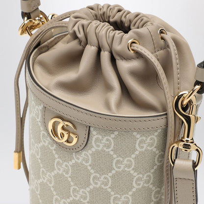 Gucci Ophidia Mini Bucket Bag In Beige And White Gg Supreme Fabric Women