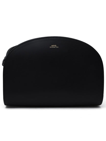 A.P.C. Black Leather Half-Moon Bag Woman