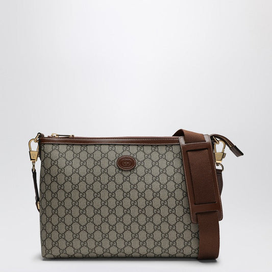 Gucci Small Shoulder Bag In Beige And Ebony Gg Fabric Men