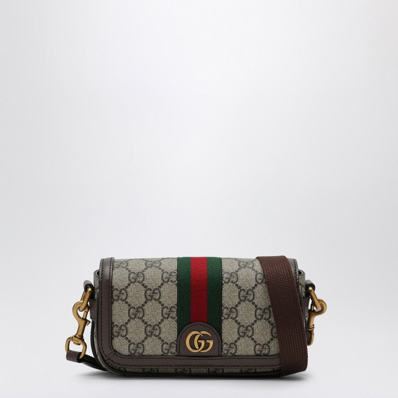 Gucci Ophidia Mini Bag In Beige/Ebony Gg Fabric Men