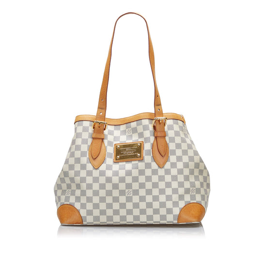 White Louis Vuitton Damier Azur Hampstead MM Tote Bag