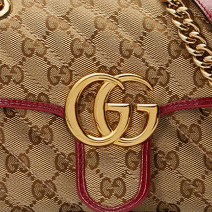 (WMNS) Gucci GG Marmont mini Brown Red color combination 446744-HVKEG-8561