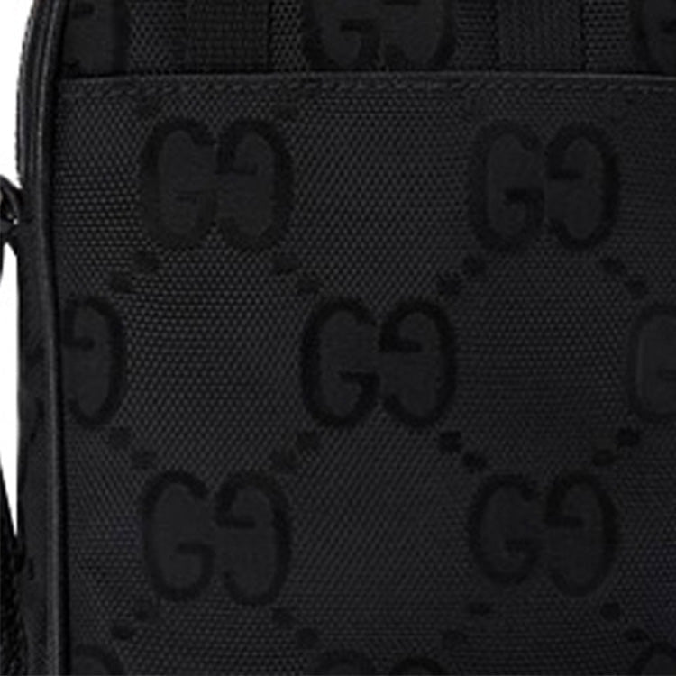 Gucci Off The Grid OTG Environmental Friendly Series Logo Leather Logo Nylon handbag Mini Unisex / Black 643882-H9HLN-1000