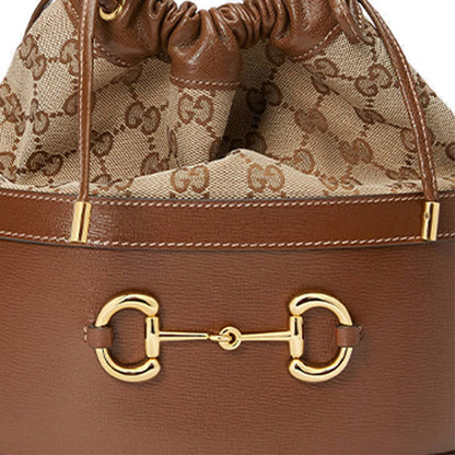 (WMNS) Gucci Button1955 Series Drawstring Bag Single Shoulder Bag Brown 602118-1DBUG-2363