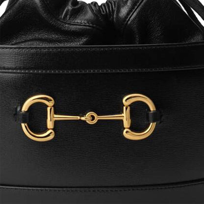 (WMNS) Gucci Horsebit 1955 Drawstring Bucket Bag 'Black' 602118-1DBLG-1000