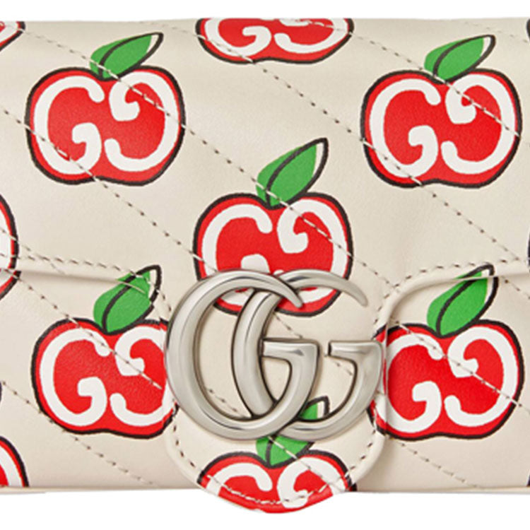 (WMNS) Gucci GG Marmont Rectangular Leather Chain Shoulder Bag 'Cream White Red' 476433-1W8AN-9086