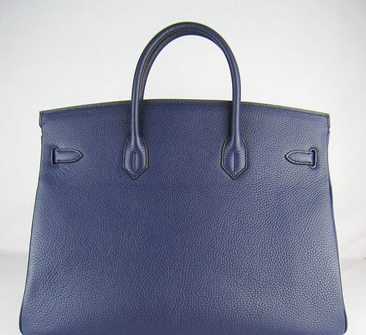 Hermes Birkin 35cm Togo Leather Handbags 6099 Dark Blue Golden