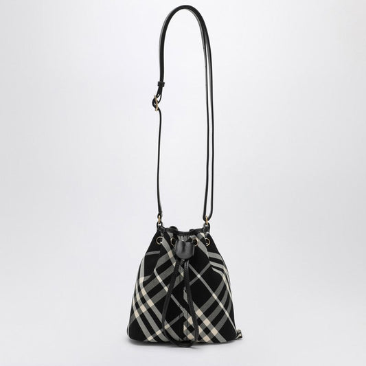 Burberry Black Check Clutch Shoulder Bag With Drawstring Women