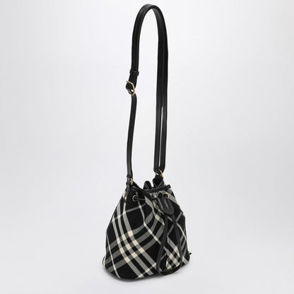 Burberry Black Check Clutch Shoulder Bag With Drawstring Women