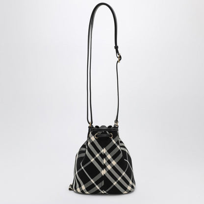 Burberry Black Check Clutch Shoulder Bag With Drawstring Women