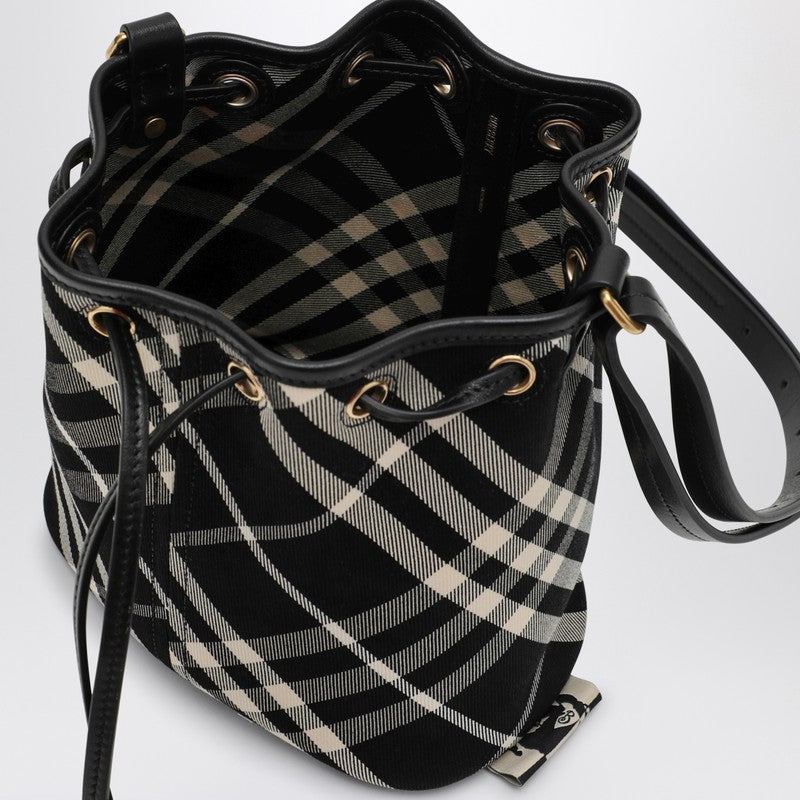 Burberry Black Check Clutch Shoulder Bag With Drawstring Women