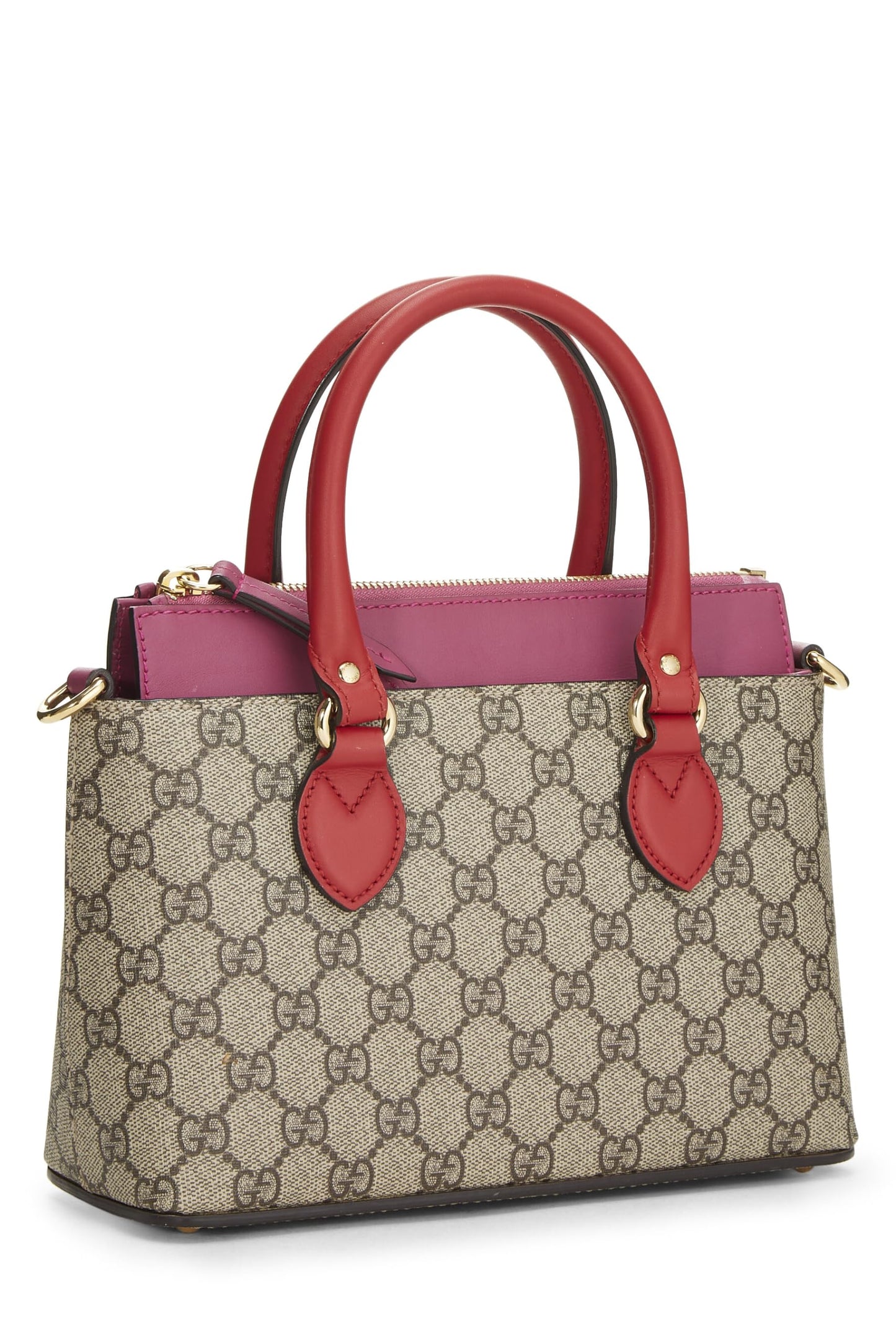 Gucci,  Pink & Red GG Supreme Canvas Tote Small, Multi