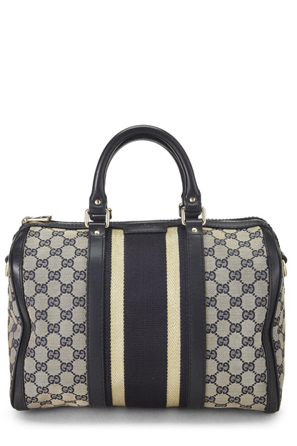 Gucci,  Blue Original GG Canvas Web Boston Handbag, Blue