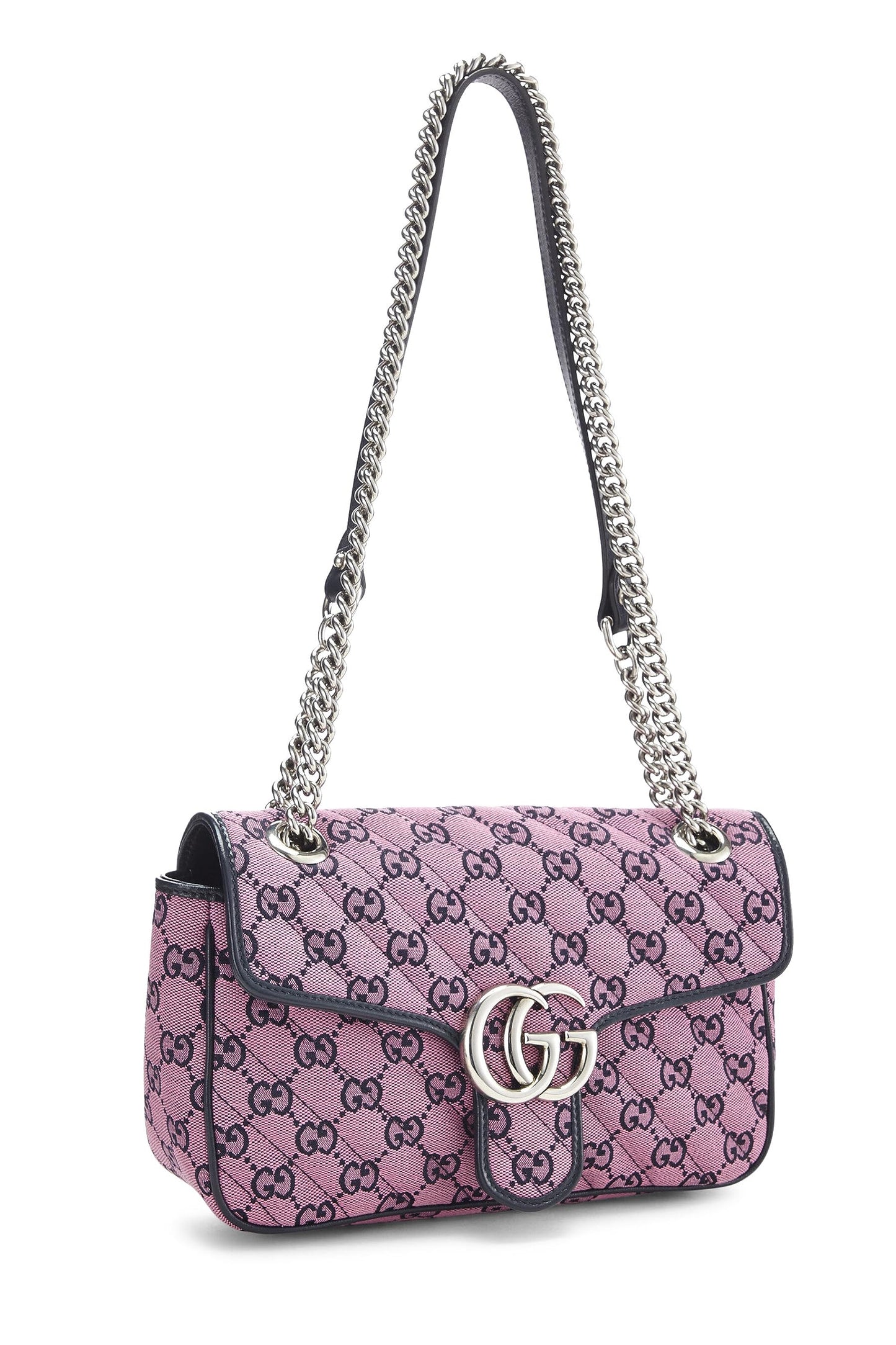 Gucci,  Pink 'GG' Canvas Marmont Shoulder Bag Small, Pink