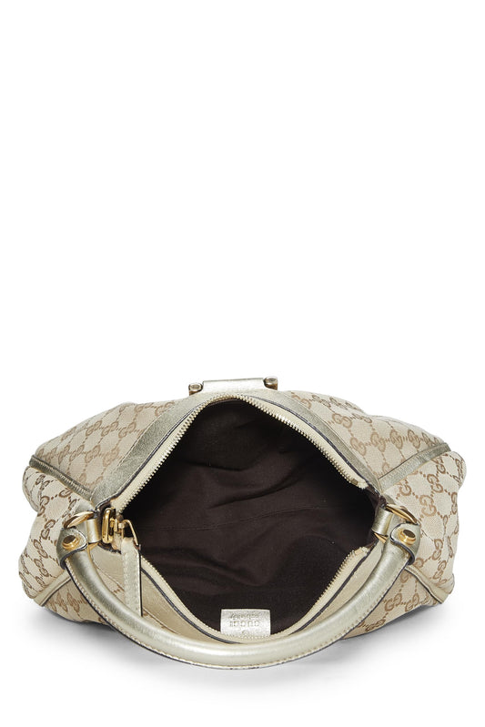 Gucci,  Gold Original GG Canvas D-Ring Abbey Shoulder Bag Small, Gold