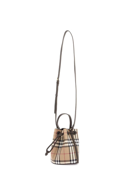 Burberry Mini Check Bucket Bag With Drawstring Women