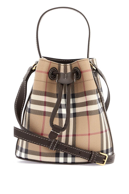 Burberry Mini Check Bucket Bag With Drawstring Women